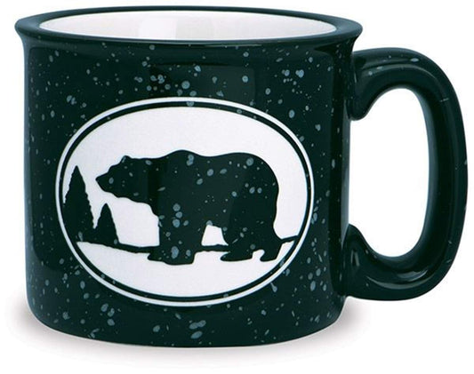Cape Shore Black and White Woodland Bear Classic Camp Style Ceramic Mug, 15 oz