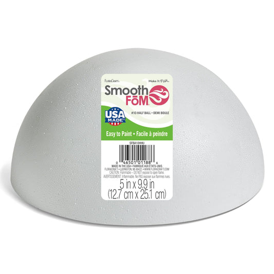 FloraCraft SmoothFoam Hollow Half Ball 4.9 Inch x 9.8 Inch White