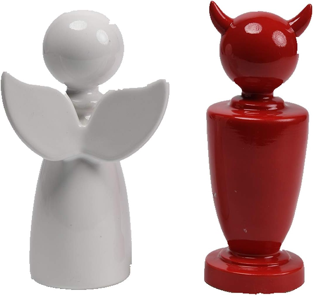 Comfy Hour Devil & Angel Salt & Pepper Set, Red & White, Dolomite