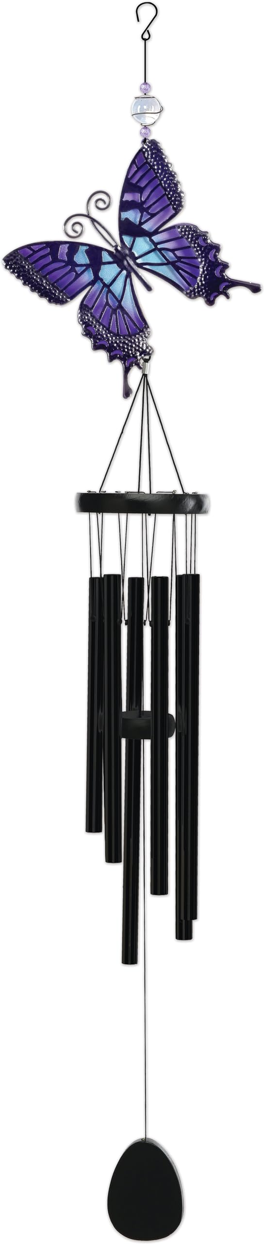 Sunset Vista Designs Windchimes - Large Colorful Butterfly Wind Chime, 45-Inch, Purple