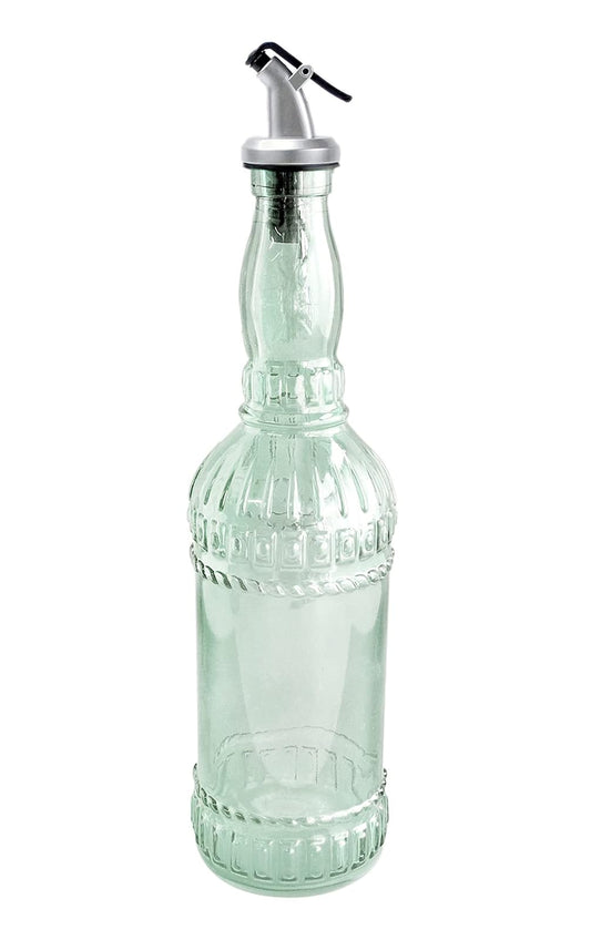 Grant Howard Monza Embossed Glass Oil and Vinegar Cruet with Pourer, 22 oz, Translucent