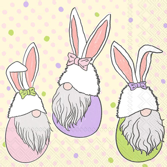 Boston International IHR 3-Ply Paper Napkins, 20-Count Cocktail Size, Easter Gnomes
