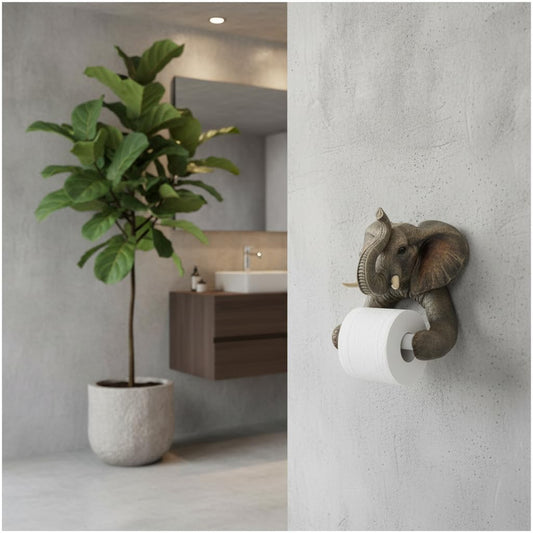 Comfy Hour Wildlife Collection 9" Elephant Toilet Paper Roll Holder, Resin