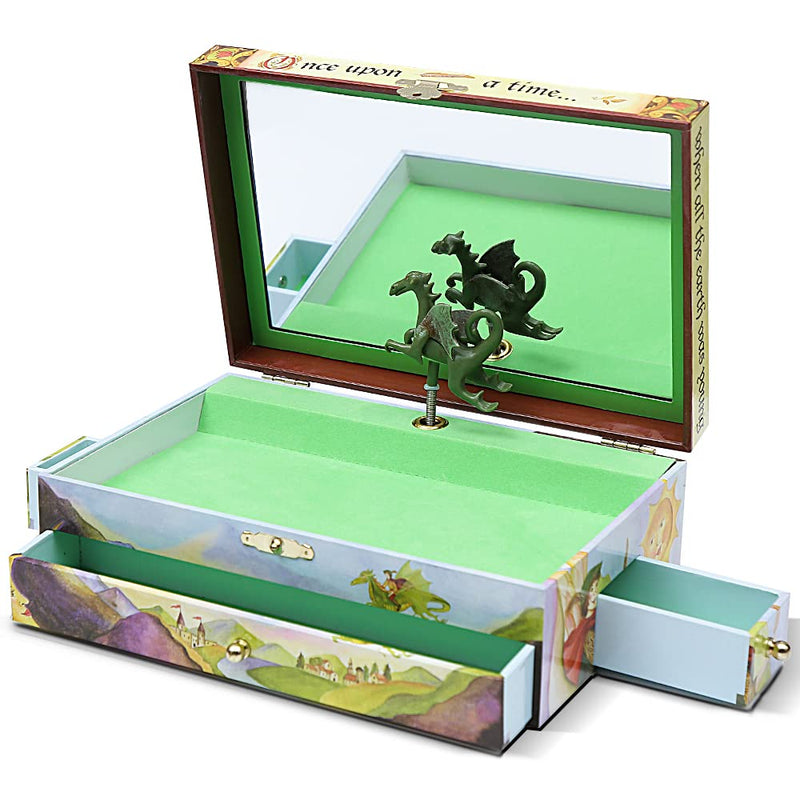 Enchantmints Dragon Boys Jewerly Box Spins to Music 3 Pullout Drawers Treasure Storage