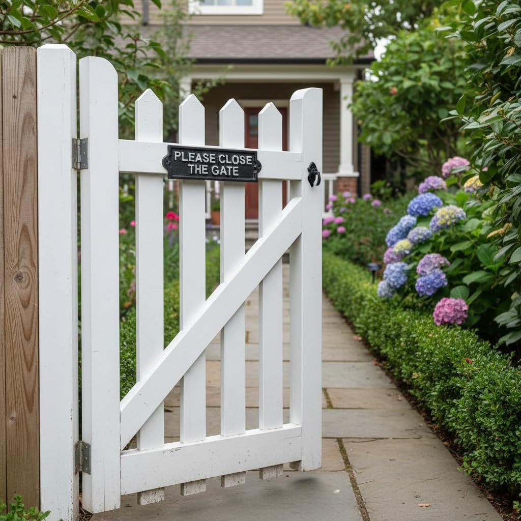 Comfy Hour Antique and Vintage Collection Cast Iron Please Close The GATE Plaque, 8x2 Color Black