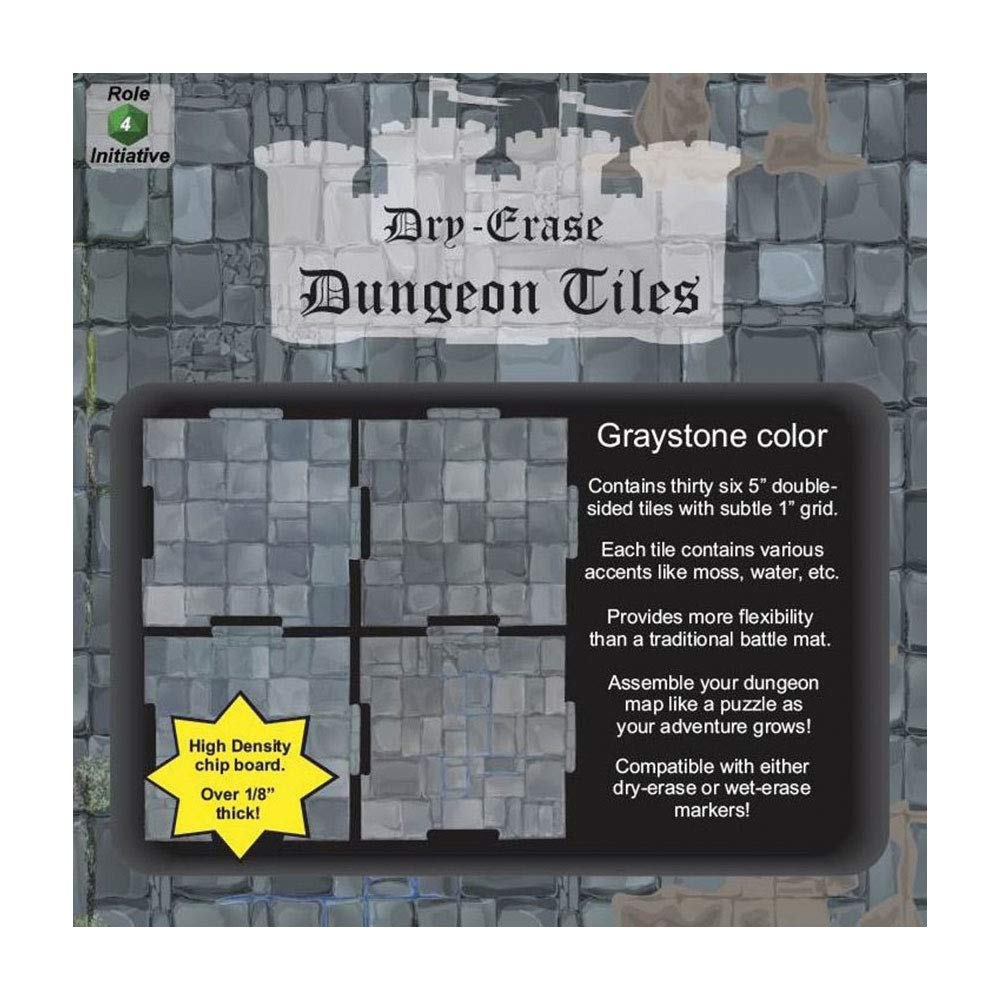 Dry Erase Dungeon Tiles, Graystone, Pack of Thirty-Six 5" Tiles