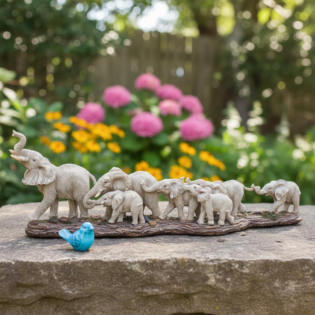 Comfy Hour 15.55 Inch Elephant Statue, Elephant Decor, Family Figurine