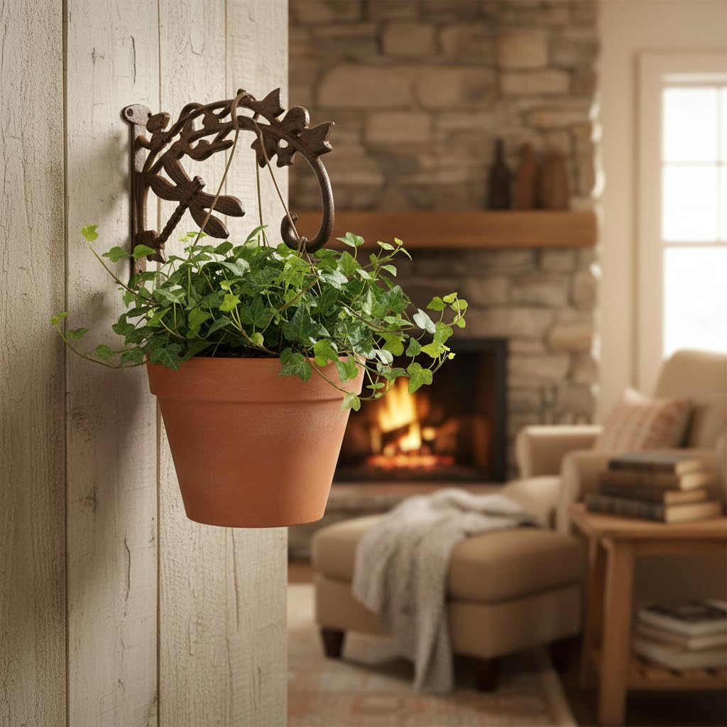 Comfy Hour Cast Iron Wall Mount Dragonfly Bracket Plant Hanger