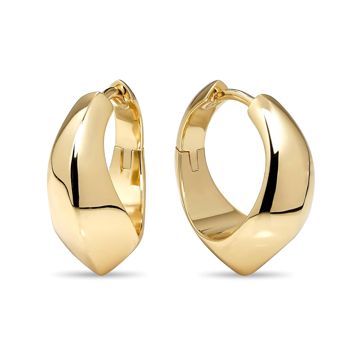 DEVATA Earring, Gold Plated/Beveled Curve Hoop DRD1182, Gold Plated/Beveled Curv