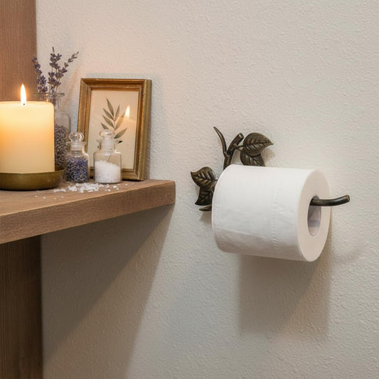 Comfy Hour 9.8 Inch Cast Iron Toilet Paper Holder, Leaf Wall Mount
