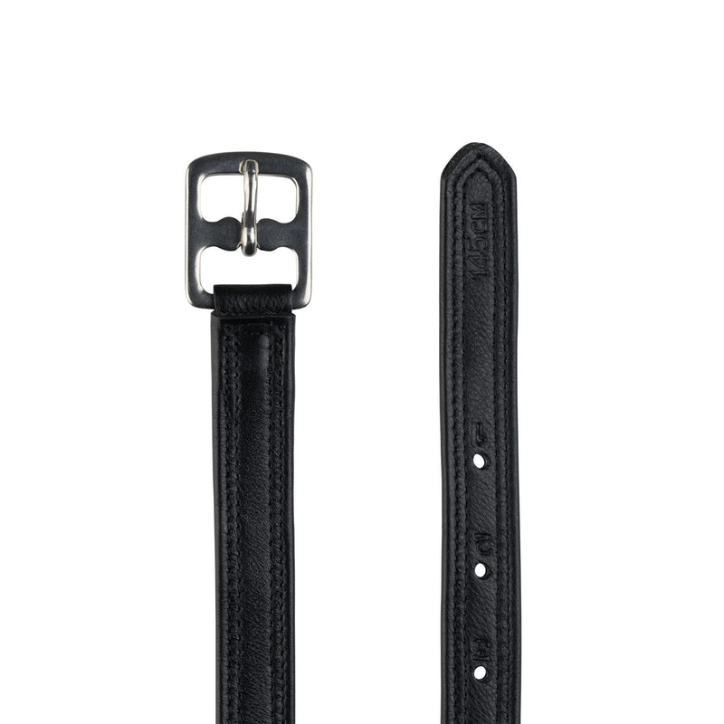 HORZE Double Stitched Adjustable Stirrup Leathers with Nylon (Pair) - Black - 58