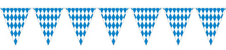 Beistle Plastic Oktoberfest Bavarian Pennant Banner for German Theme Party Supplies, 11" x 12', Blue/White