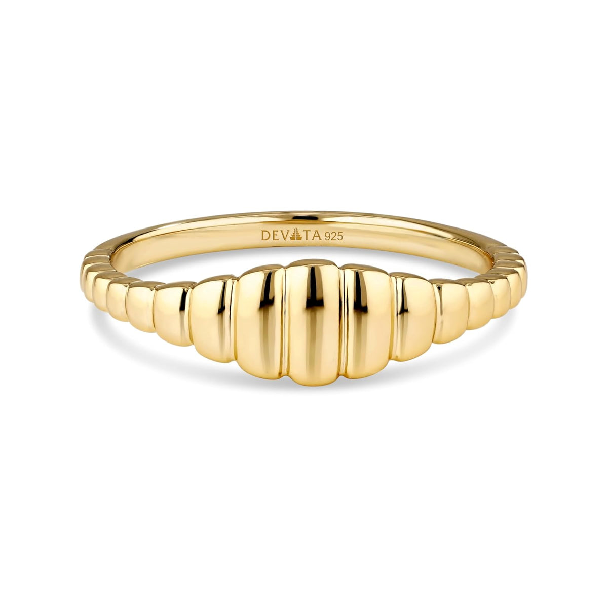 DEVATA Ring, 7, Gold Plated/Ribbed DRR6121