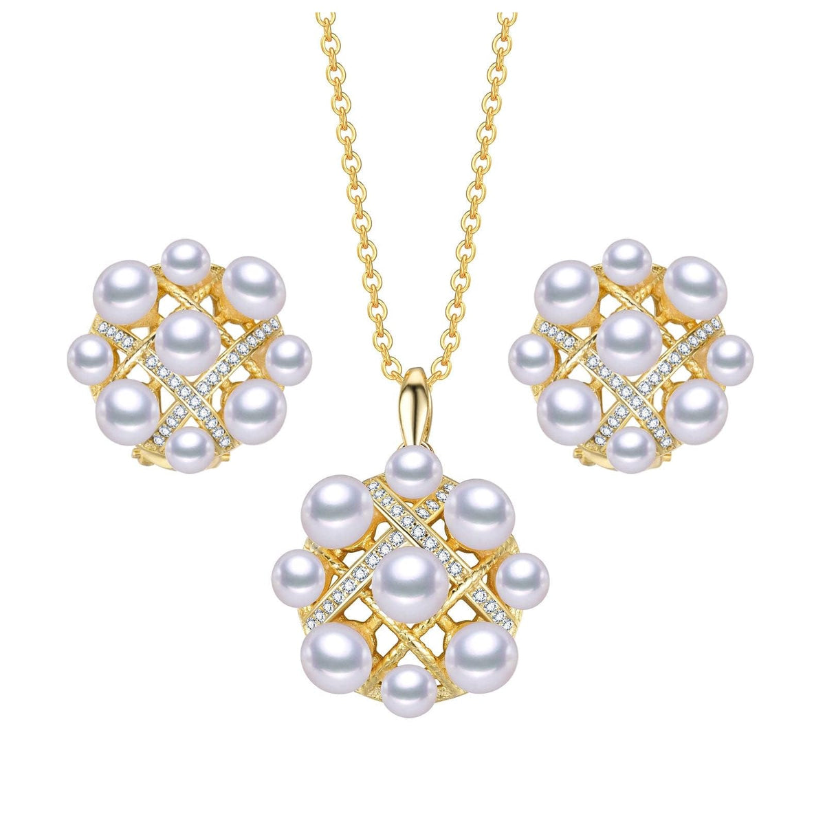 TIMELESS. PEARL Jewelry Set, 3-4 mm, White