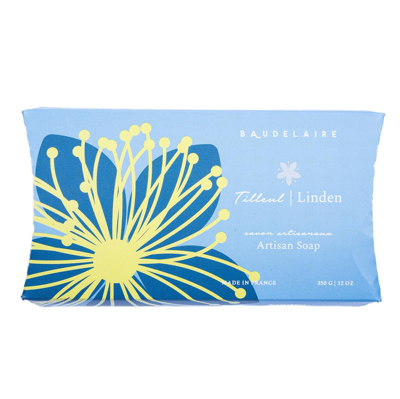 Baudelaire Linden Artisan Soap, 12-ounce, With Gift Box, For Everyday Use, Bathroom Use, Skin Care