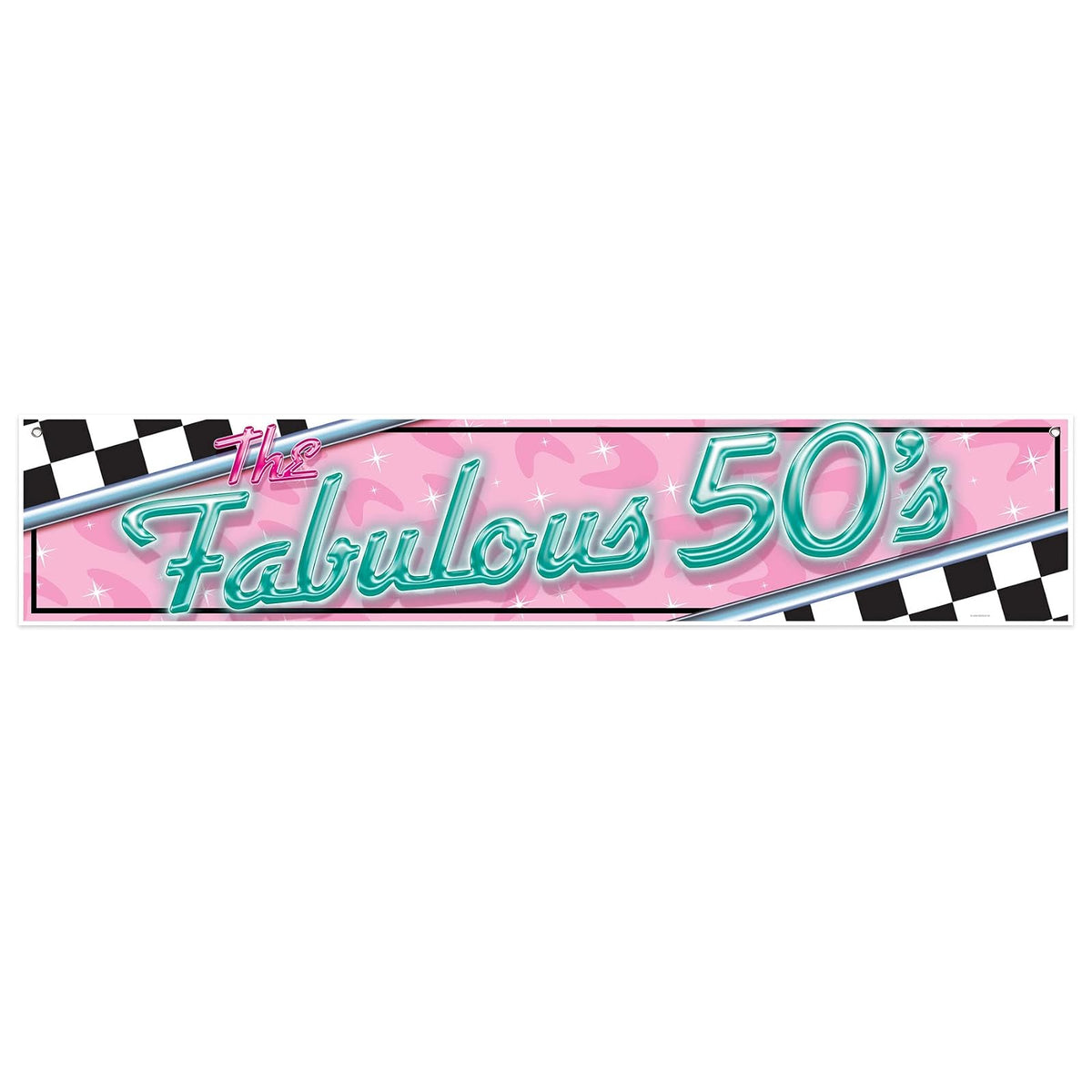 Beistle Banner, 12" x 5', Pink/Blue/Black/White
