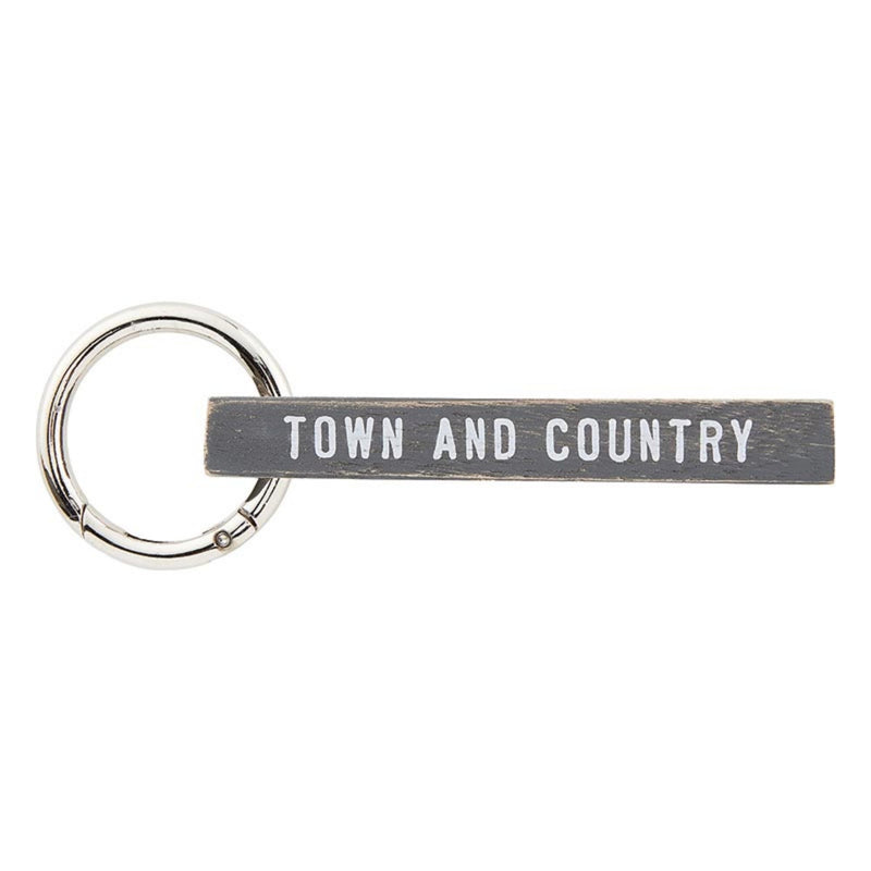 Santa Barbara Design Studio Keyring Wood Tag Face To Face Keychain, 3.75" Long, Town And Country