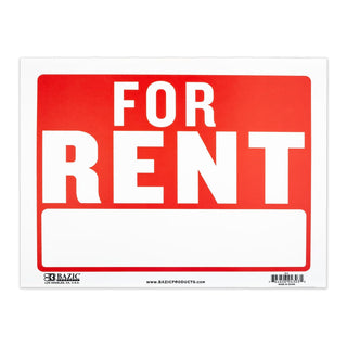 BAZIC For Rent Sign 9"X12", For Rent Rental House Home Apartment Car Auto Store Shops Business Waterproof Indoor Signage, 1-Pack