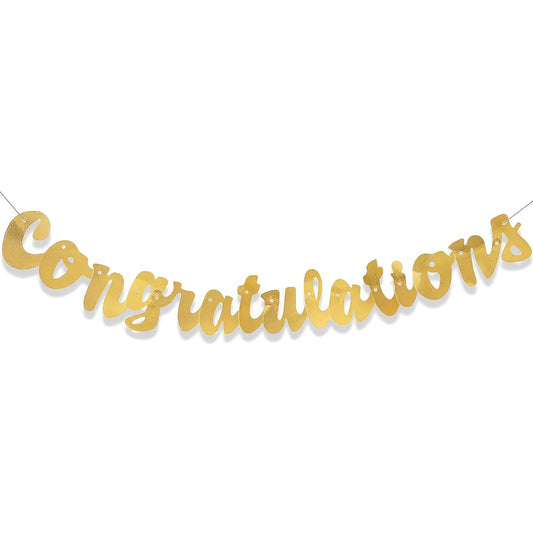 Unique Industries Unique 61748 CONGRATULATIONS Gold paper Banner, 1 Meter 1 ct.