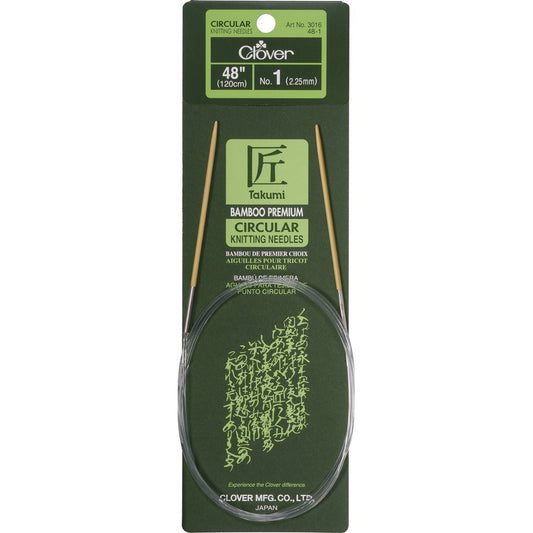 Clover Bamboo Circular Knitting Needles Takumi, 48-Inch Size 1