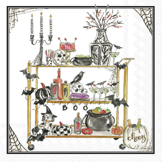 Boston International Rosanne Beck Fall Autumn Halloween Thanksgiving IHR 3-Ply Paper Napkins, 20-Count Cocktail Size, Halloween Bar Cart