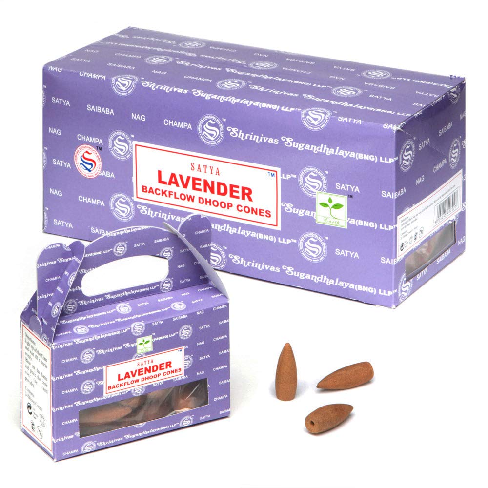 New Age Imports 6pc Display - Satya Backflow Cones - 24pc Box/Lavender