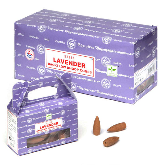 New Age Imports 6pc Display - Satya Backflow Cones - 24pc Box/Lavender