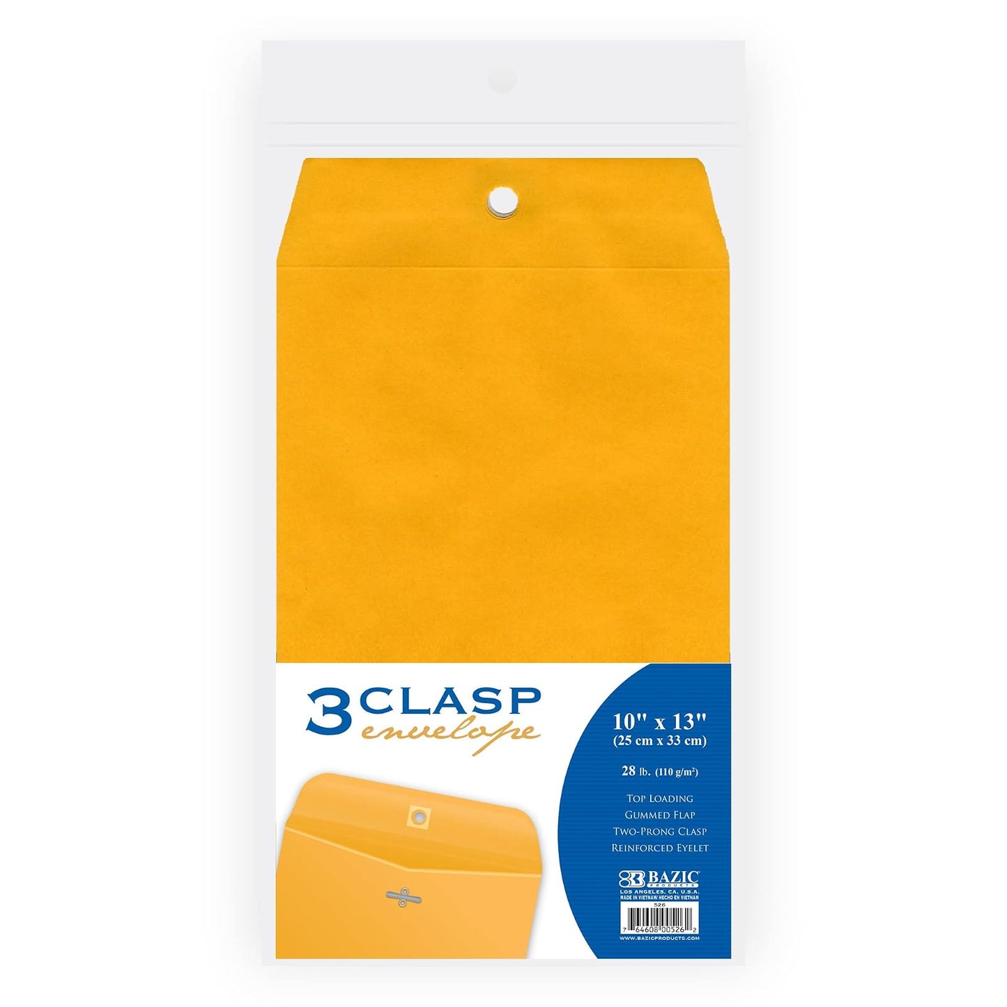 BAZIC 10" X 13" Clasp Envelope (4/Pack)