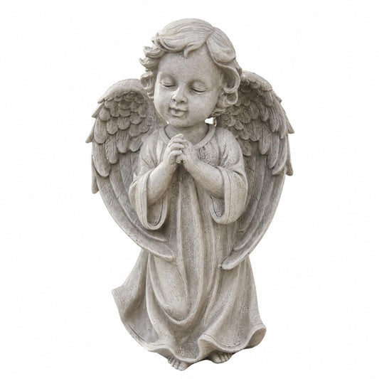 Comfy Hour Faith and Hope Collection Resin 12"  Peaceful Cherub Praying Angel Figurine, Gray
