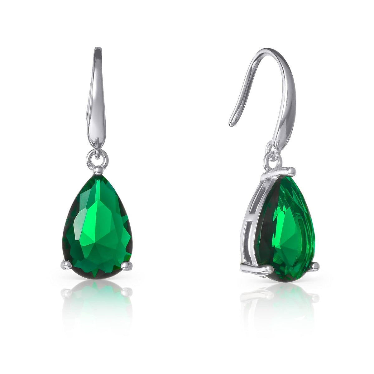 namana Earring, 27 mm, Green-Silver