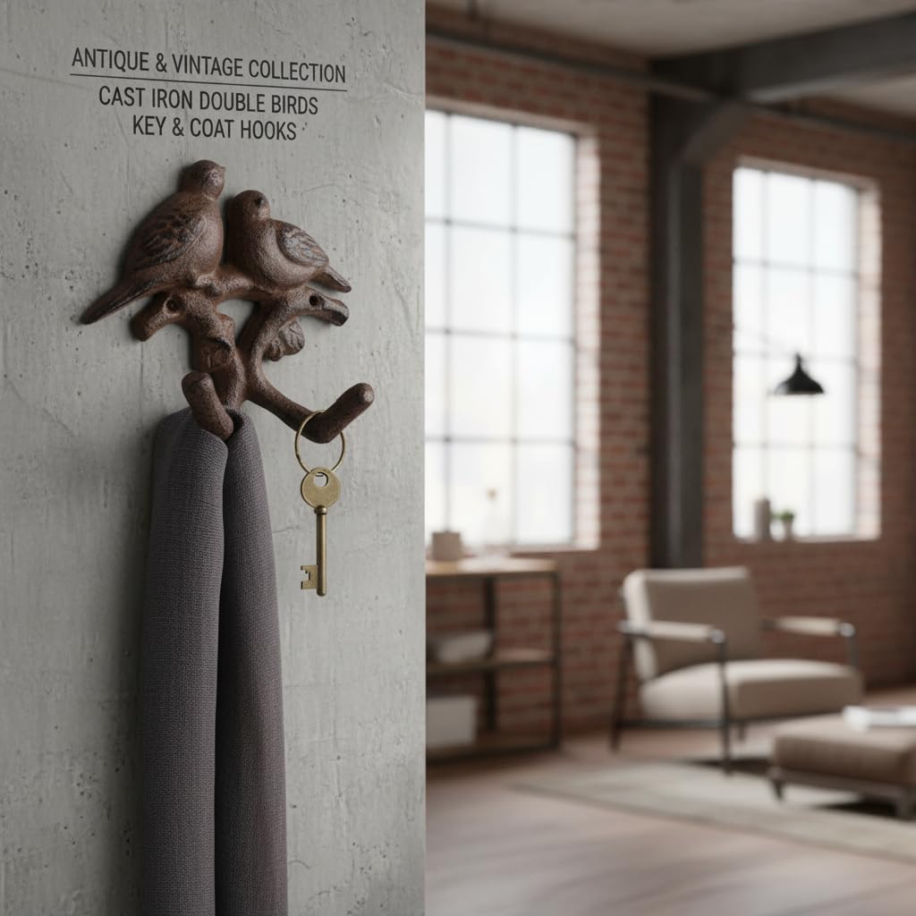 Comfy Hour 5.4 Inch Animal Bird Coat Hooks, Double Bird Key Holder