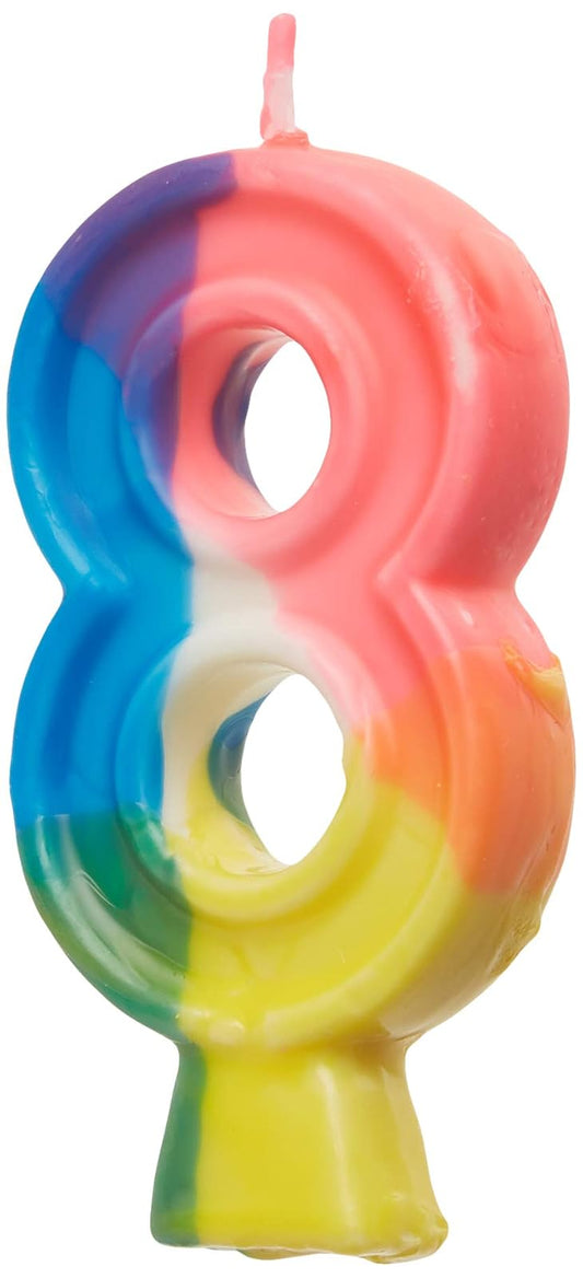 Unique Industries Rainbow Number 8 Birthday Candle, 1 Ct.