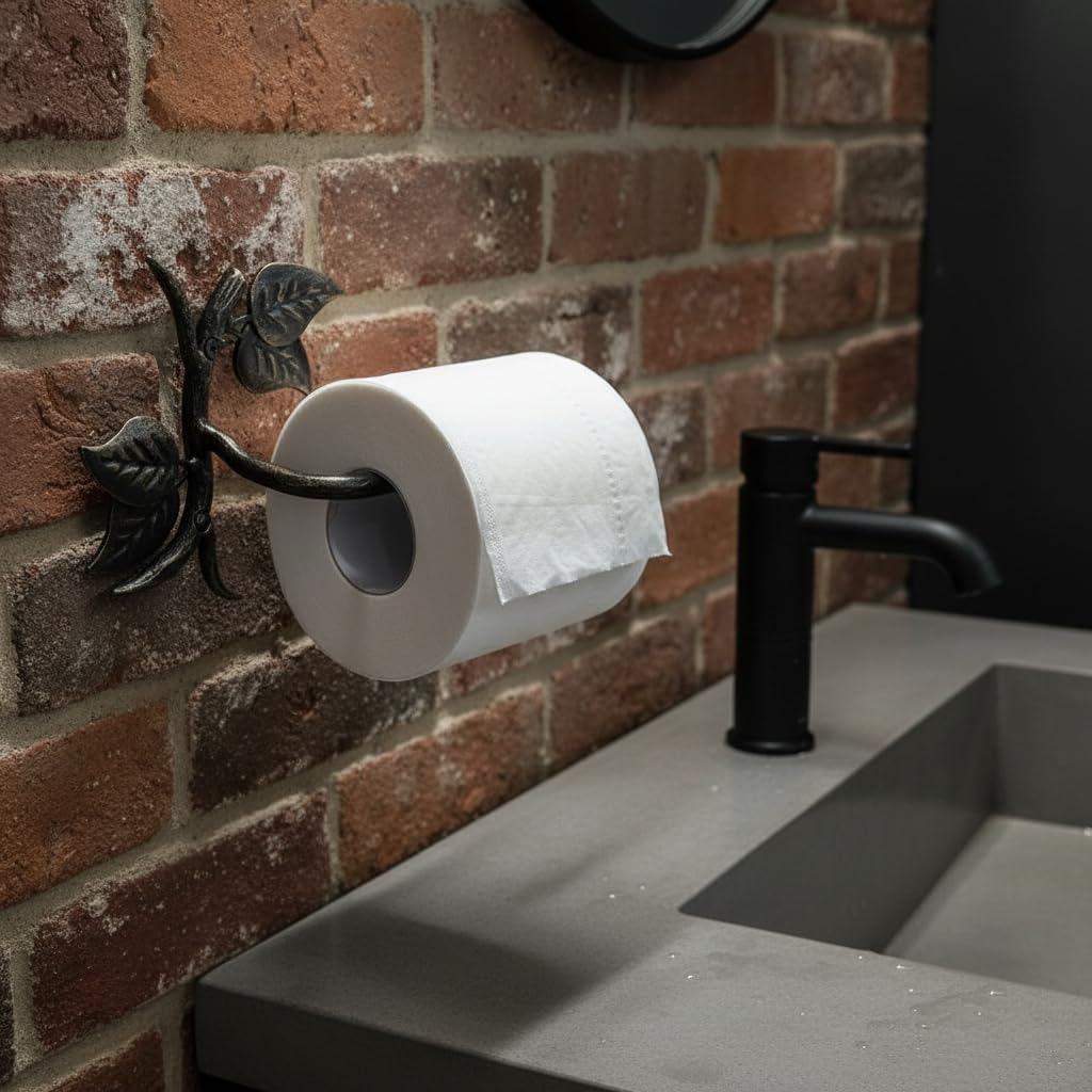 Comfy Hour 9.8 Inch Cast Iron Toilet Paper Holder, Leaf Wall Mount