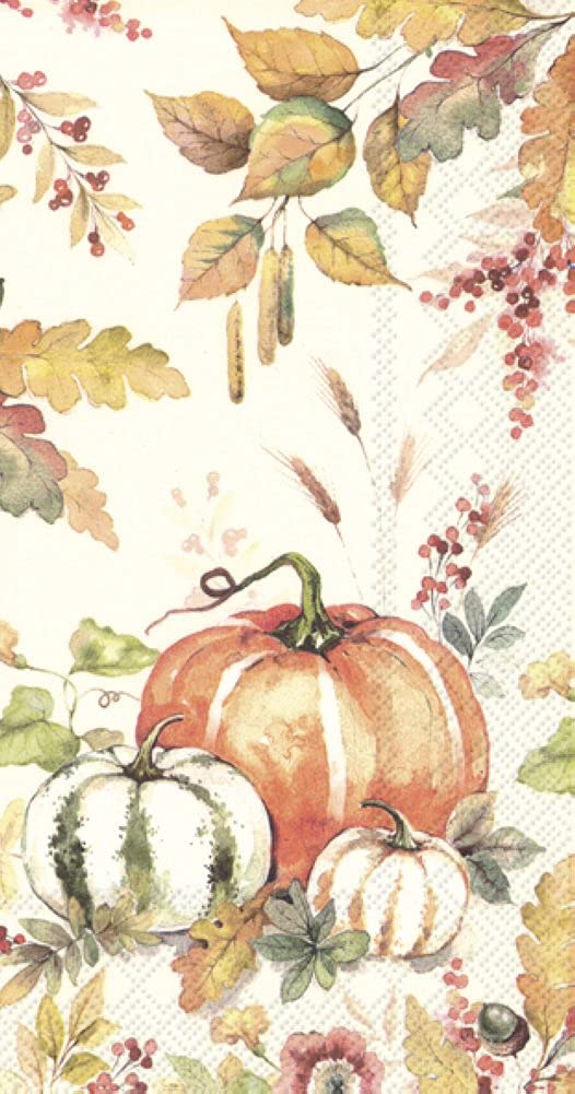 Boston International IHR 3-Ply Guest Towel Buffet Paper Napkins, 8.5 x 4.5-Inches, Pumpkin Love Cream