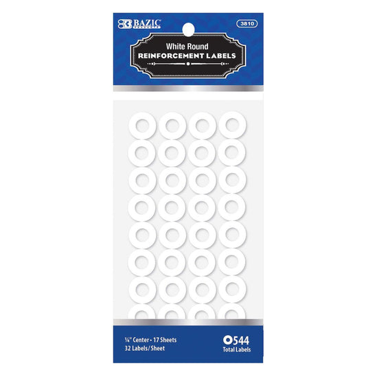 BAZIC White Round Reinforcement Label (544/Pack)