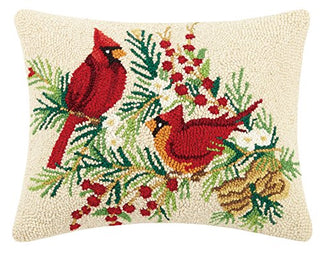Peking Handicraft Cardinal Hook Wool Lumbar Pillow, Multicolored