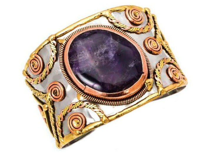 Anju Mixed Metal Amethyst Cuff Bracelet