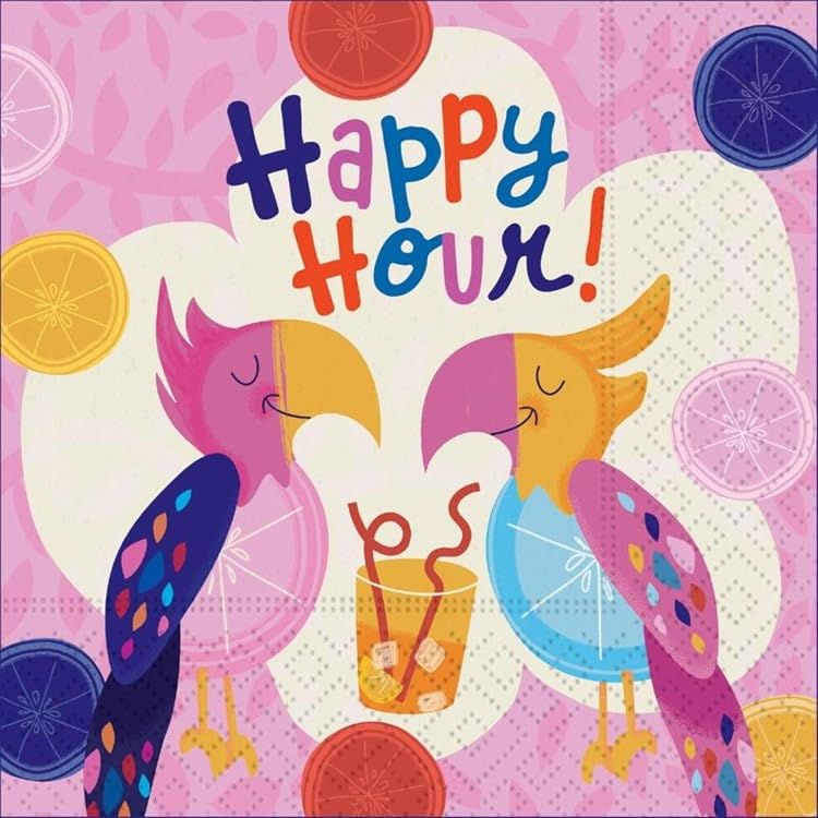 DESIGN DESIGN Tropical Happy Hour Beverage Napkin, Party Supplies