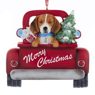 Kurt Adler A1940BE Beagle in Back of Truck Hanging Ornament for Personalization, 5-inch High, Resin