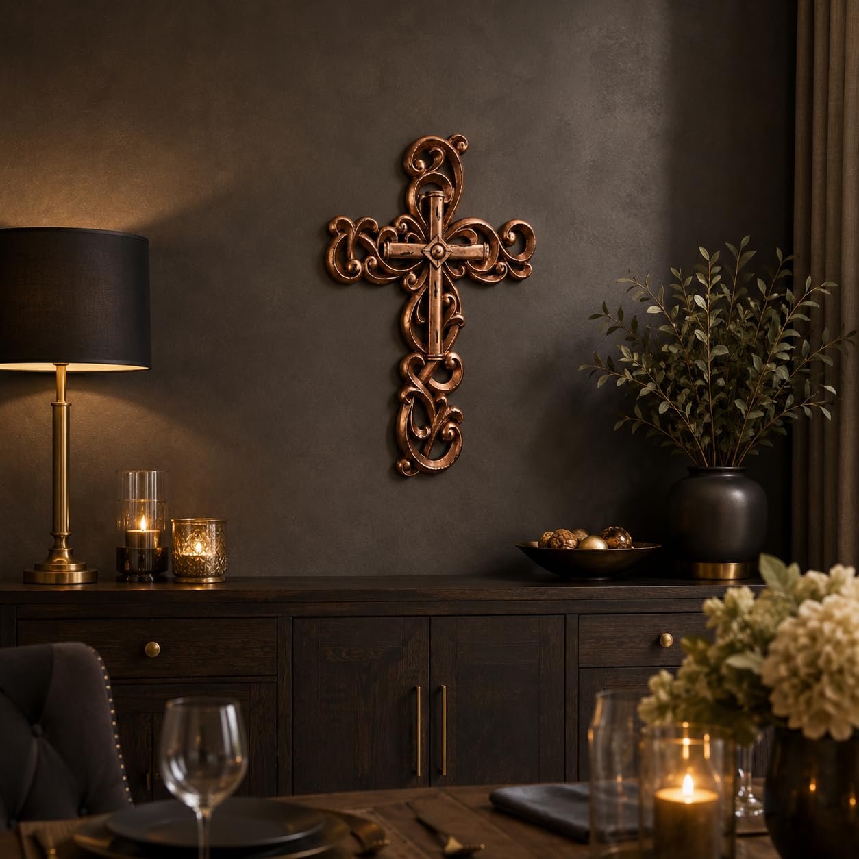 Comfy Hour 13 Inch Wall Cross, Rose Gold Cross Wall Decor