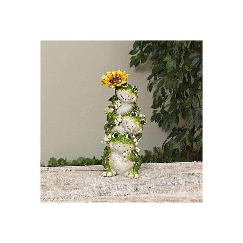 Gerson Company 11" H Resin Stacking Frogs W/Sunflower