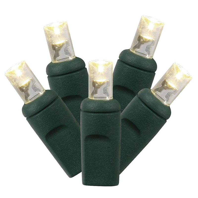 Vickerman 100 Count Single Mold Wide Angle LED Light Set with Green Wire, Warm White