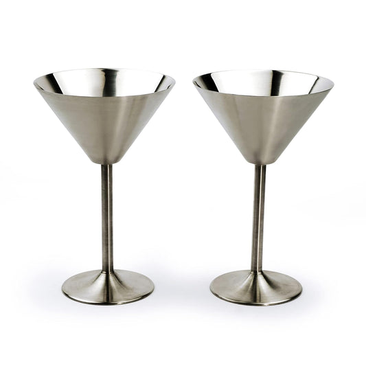 RSVP International Endurance Stainless Steel Martini Glasses, Set of 2