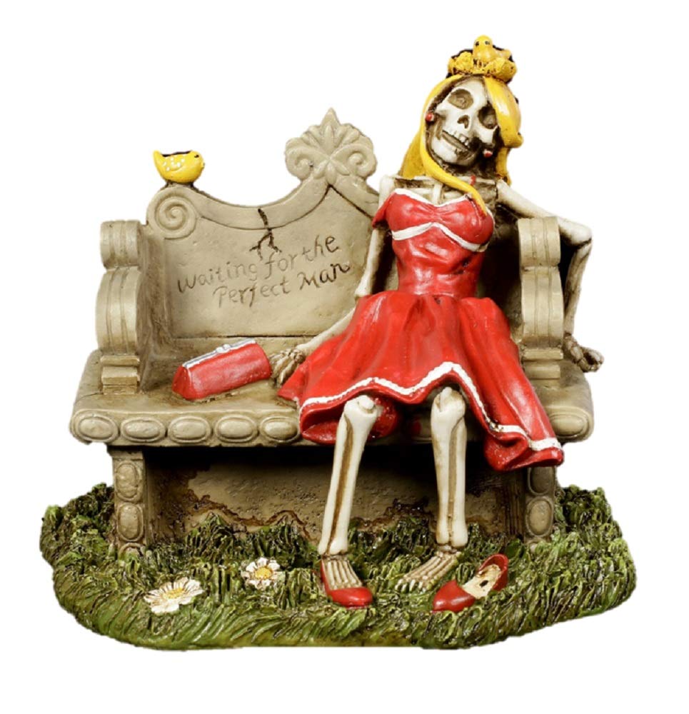 Pacific Trading Waiting for Perfect Man Skeleton with Red Dress Display Figurine