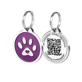 Pet Dwelling Label, 1.14 inches diameter, Purple Paw