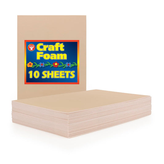 Hygloss Sheets for Crafts Colorful Foam for DIY Arts & Craft, 12” x 18”, Tan, 10 Piece