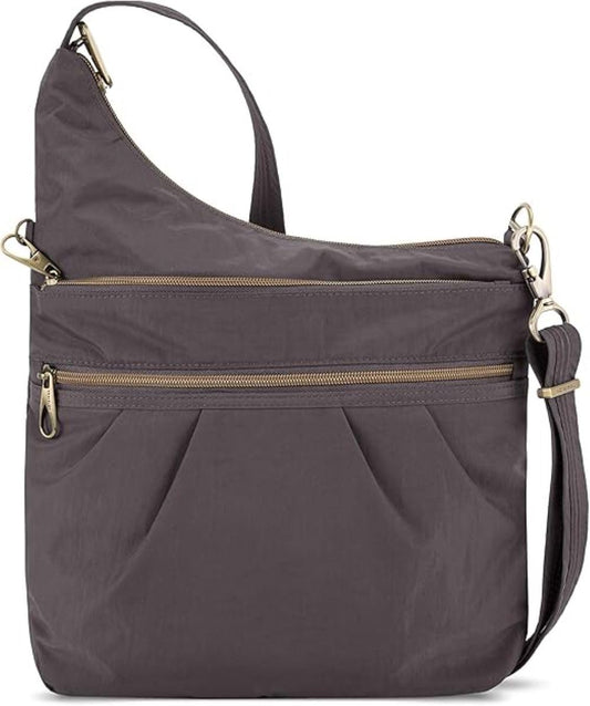 Travelon Anti-theft Signature 3 Compartment Cross Body Bag, Smoke