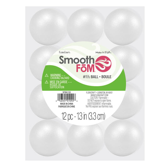 FloraCraft SmoothFoam 12 Piece Ball 1.4 Inch White