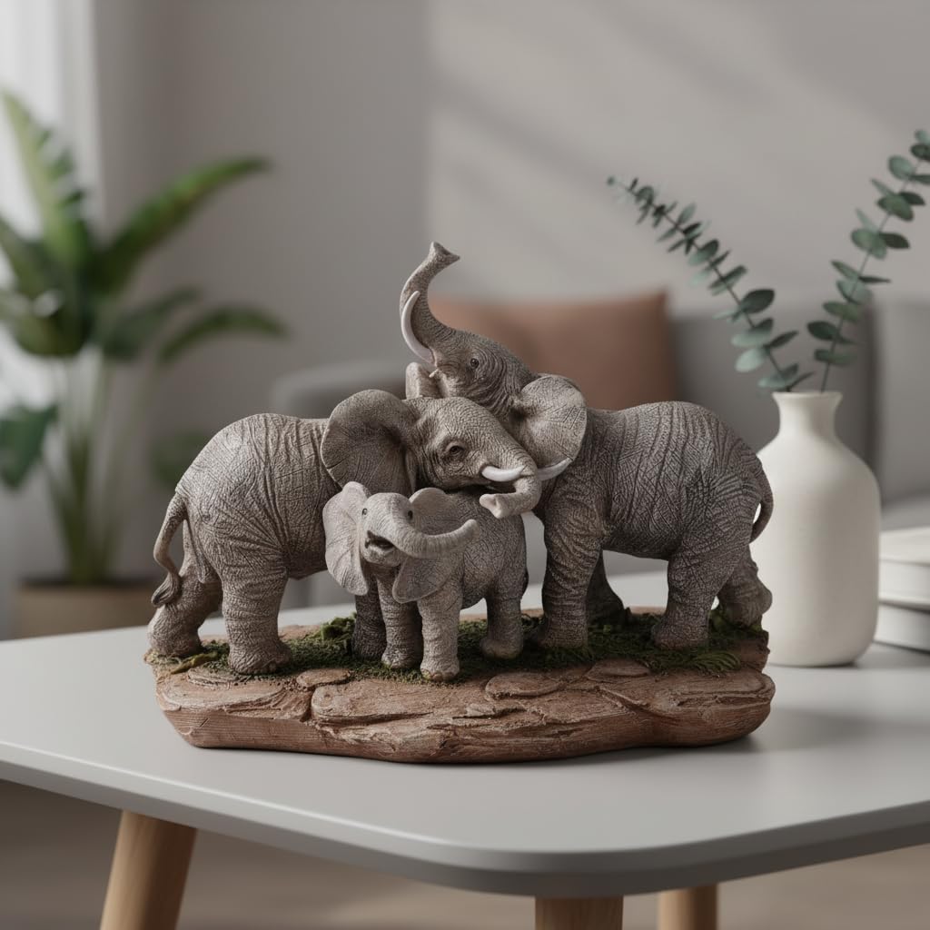 Comfy Hour 9.2 Inch Elephant Statue, Family Decor, Set of 1