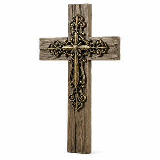 Comfy Hour 13 Inch Cross Wall Decor, Copper Tone Layered Wall Cross